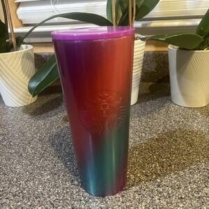 Starbucks 2021 Holiday Stainless Steel -Pink And Red Ombre Tumbler Cold Cup 24Oz
